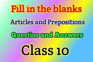 Blanks filling with Articles and Prepositions Class 10